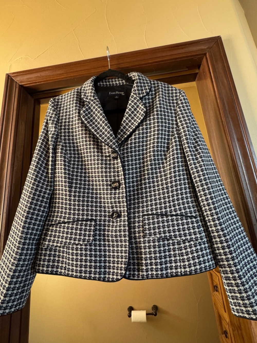 Evan Picone Black & White Houndstooth Blazer Jacket